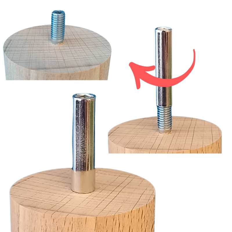 adapter for bed legs 8 mm threaded rod to 10 mm smooth rod| Spot Literie
