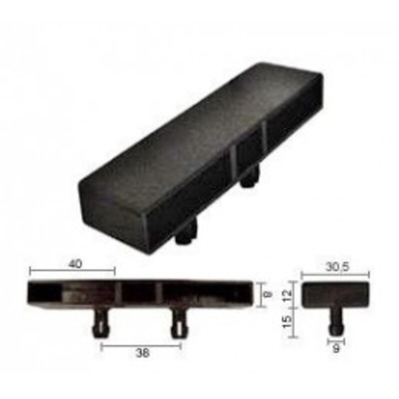 A picture of Plastic clip-on double slat fittings of 38x8mm